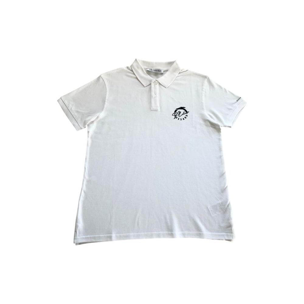 Trussardi Beachwear White Cotton Men Polo Shirt TR-24808-S