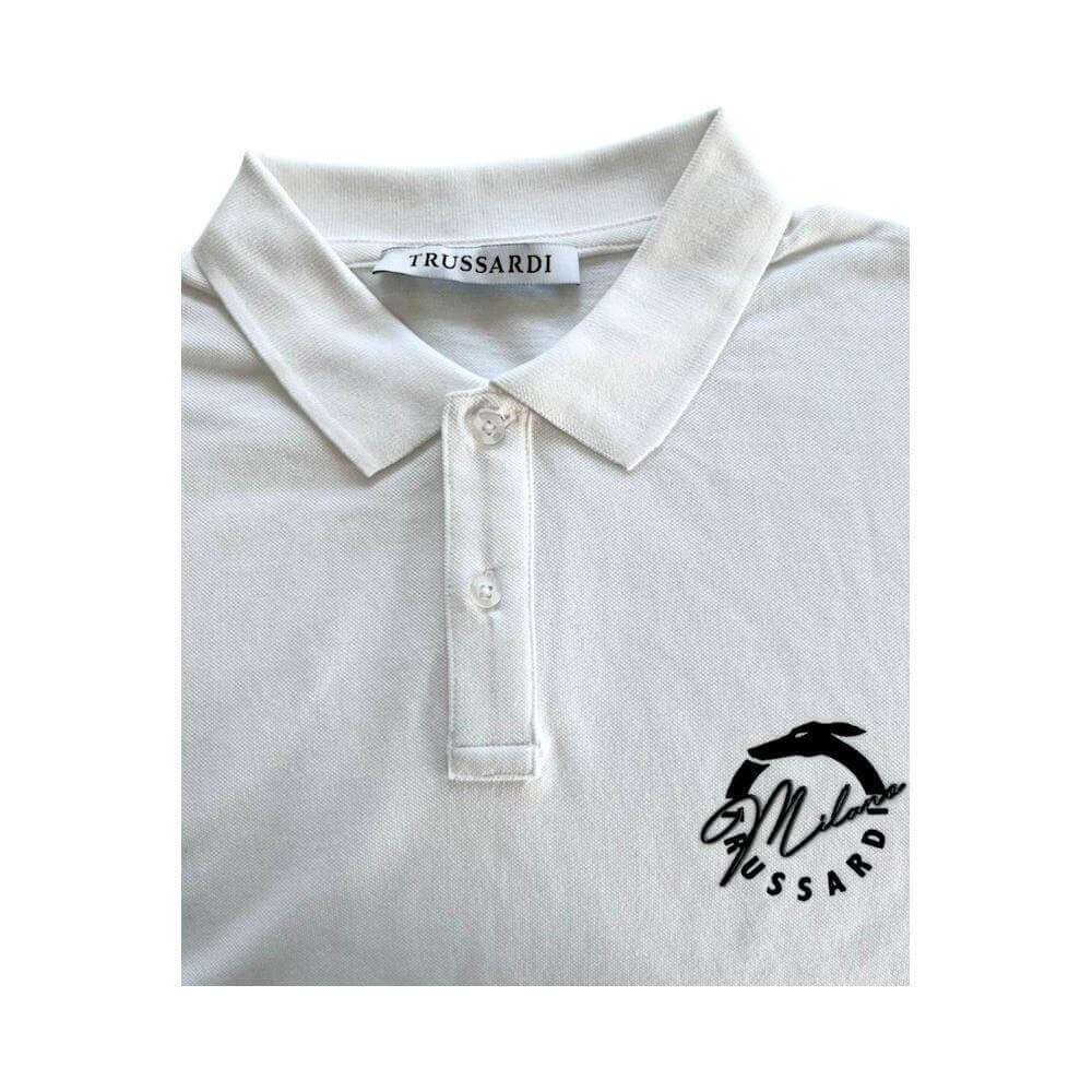 Trussardi Beachwear White Cotton Men Polo Shirt TR-24808-S
