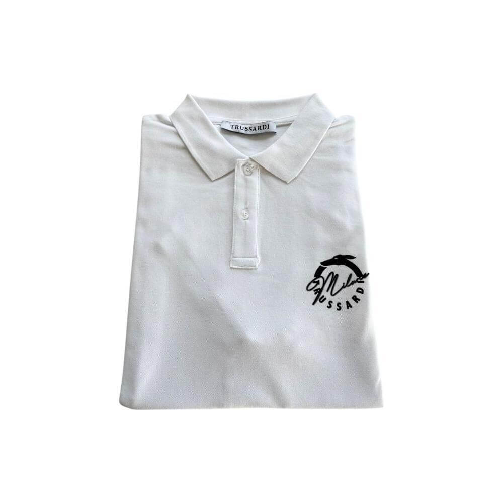 Trussardi Beachwear White Cotton Men Polo Shirt TR-24808-S