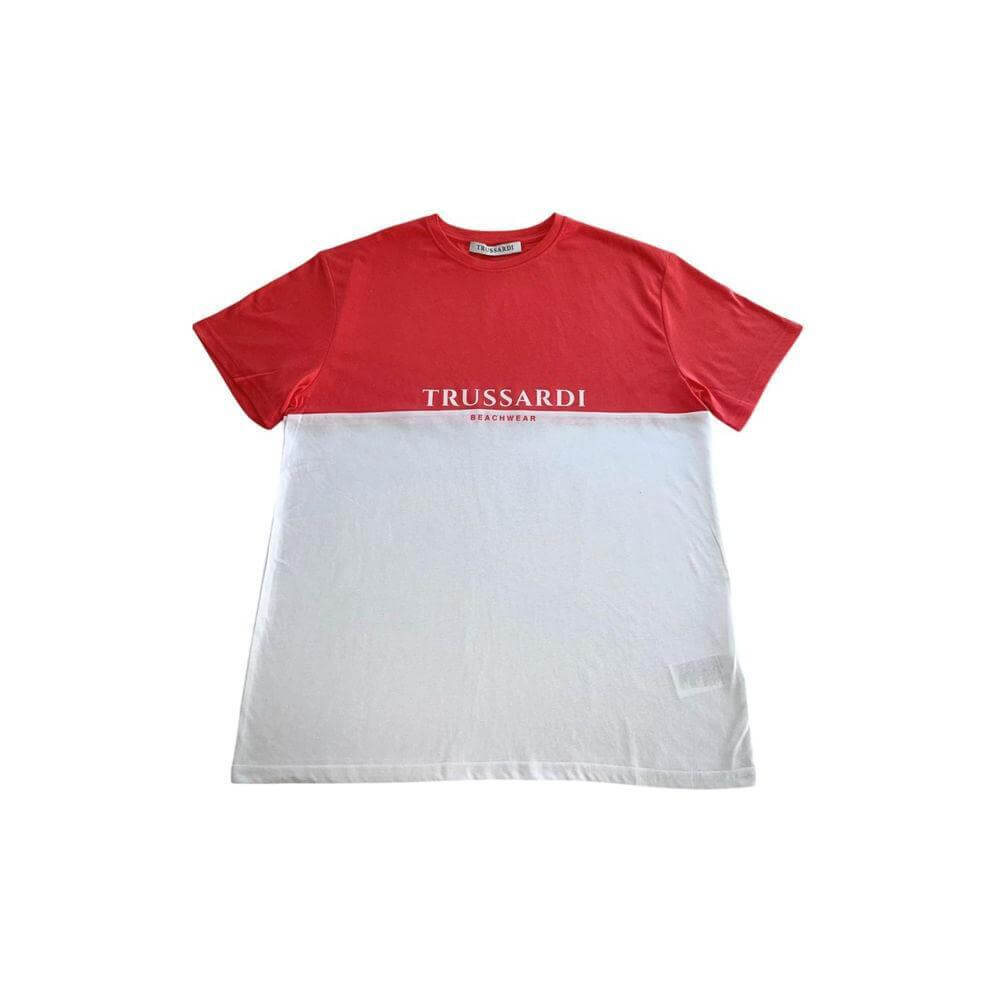 Trussardi Beachwear White Cotton Men T-Shirt TR-24800-M
