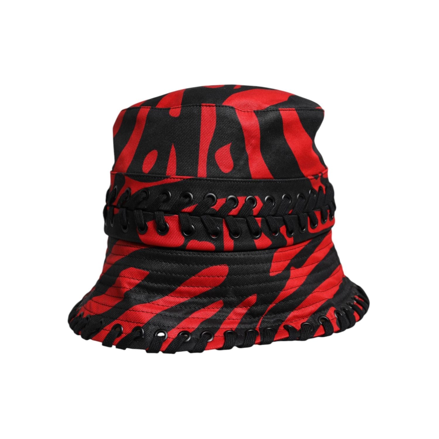 Dolce & Gabbana Black Red Stripe Polyester Wide Brim Bucket Hat