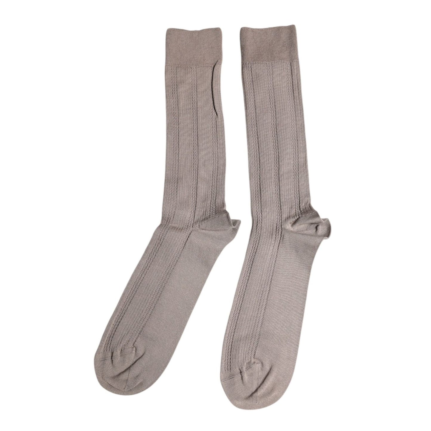 Dolce & Gabbana Brown Cotton Stretch Logo Over Calf Socks