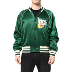 Dolce & Gabbana Green Floral DG Logo Full Zip Bomber Jacket JKT41416-46
