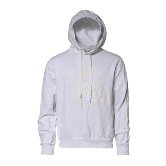 Dolce & Gabbana White Embossed Logo Hooded Sweatshirt Sweater