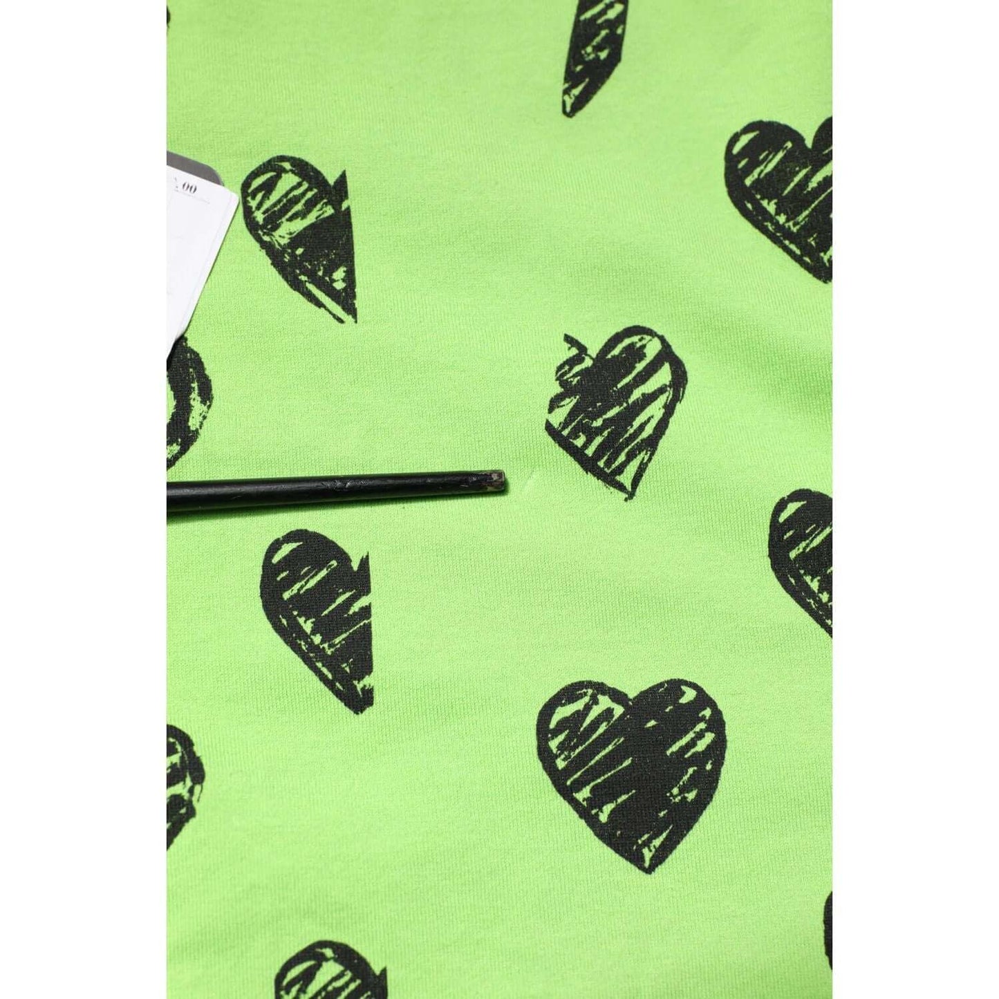 Dolce & Gabbana Green Heart Print Cotton Crew Neck T-shirt TSH90513-52
