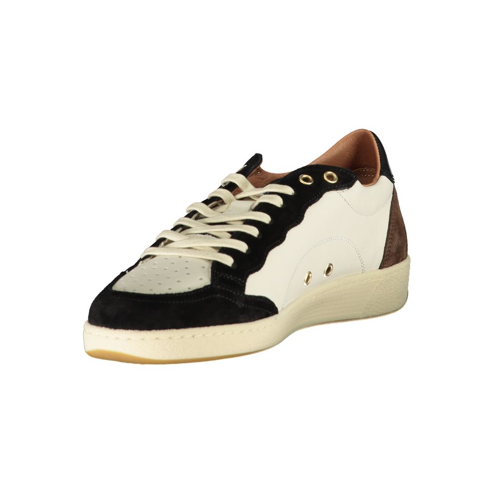 Blauer White Polyester Sneaker sports shoe with laces, contrasting details, print logo, ideal for athletic wear.