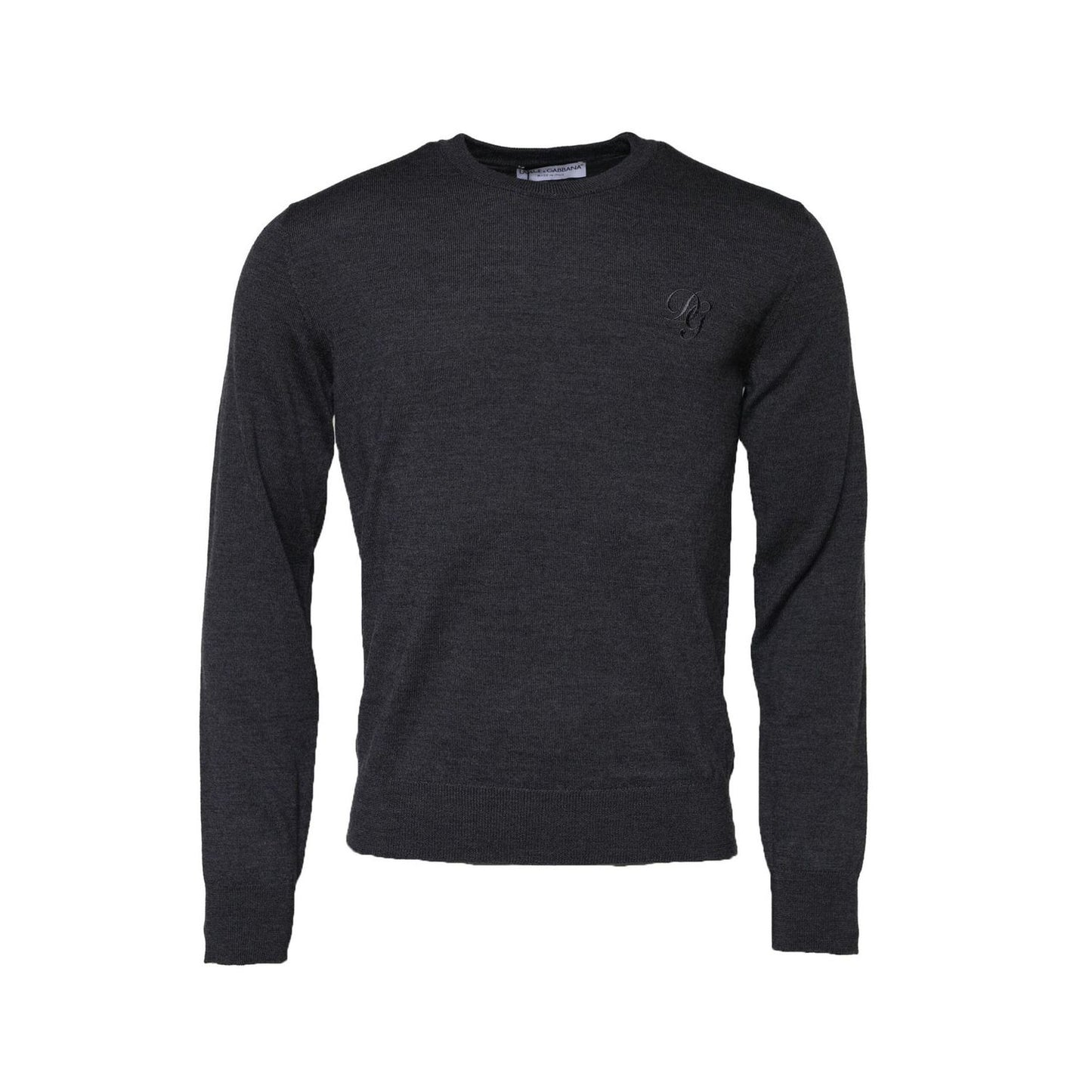 Dolce & Gabbana Dark Gray Wool Crew Neck Sweatshirt Sweater TSH90552-48