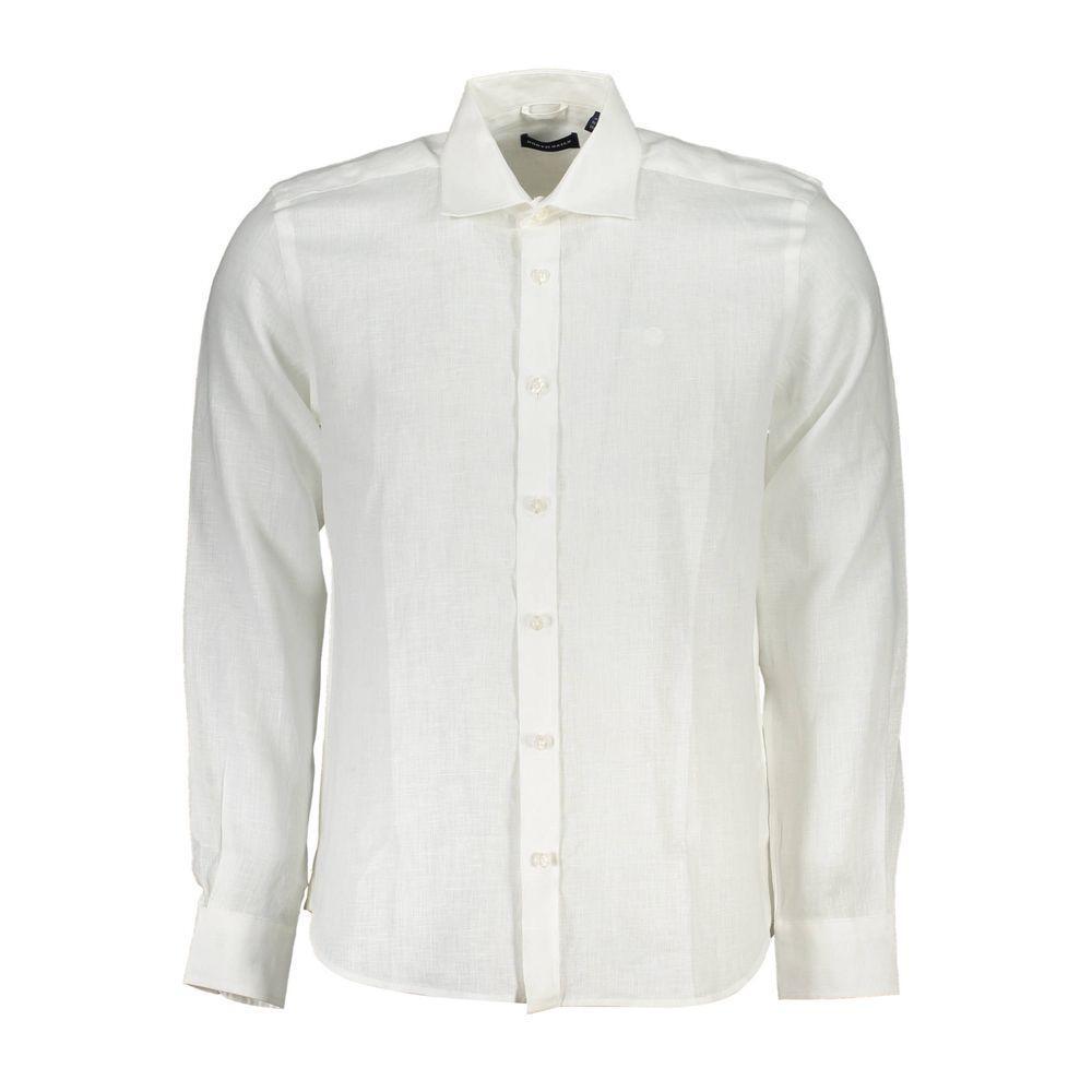 North Sails White Linen Men Shirt NO-37687-M