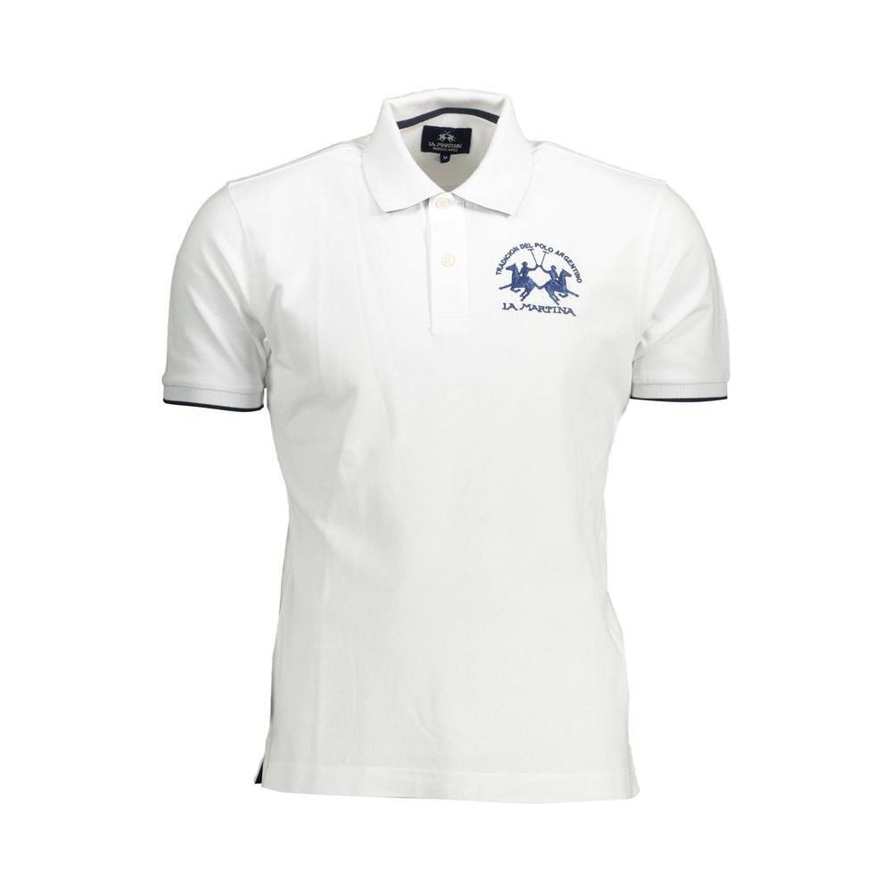 La Martina Elegant Short-Sleeved White Polo for Men LA-26389-M