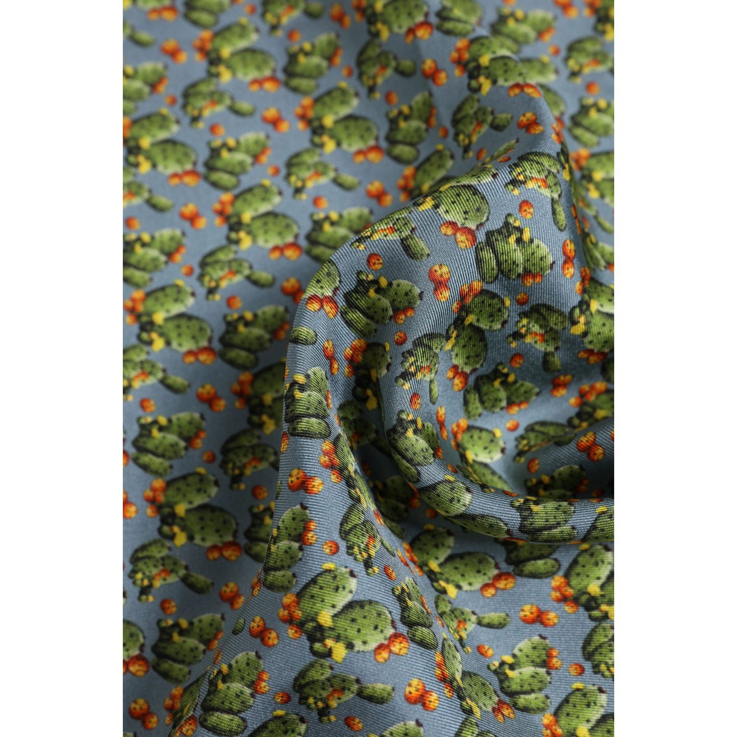 Dolce & Gabbana Gray Green Cactus Print Square Foulard Scarf