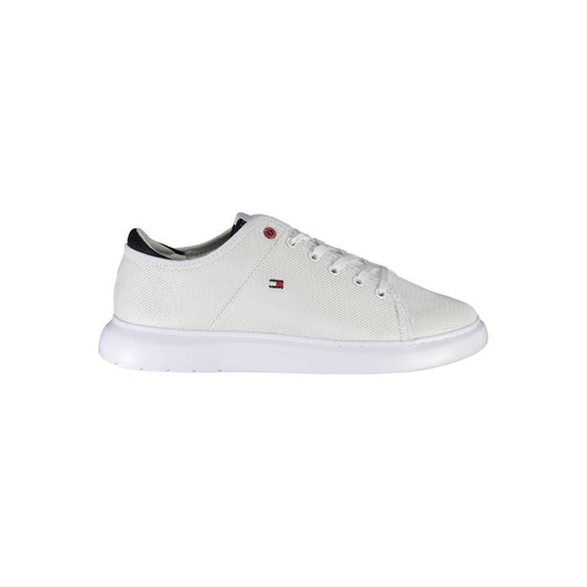 Tommy Hilfiger White Polyester Sneaker with contrasting details and recycled materials