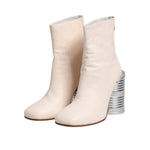 Maison Margiela White Calf Leather Can Heel Boots Shoes