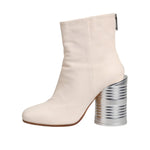Maison Margiela White Calf Leather Can Heel Boots Shoes