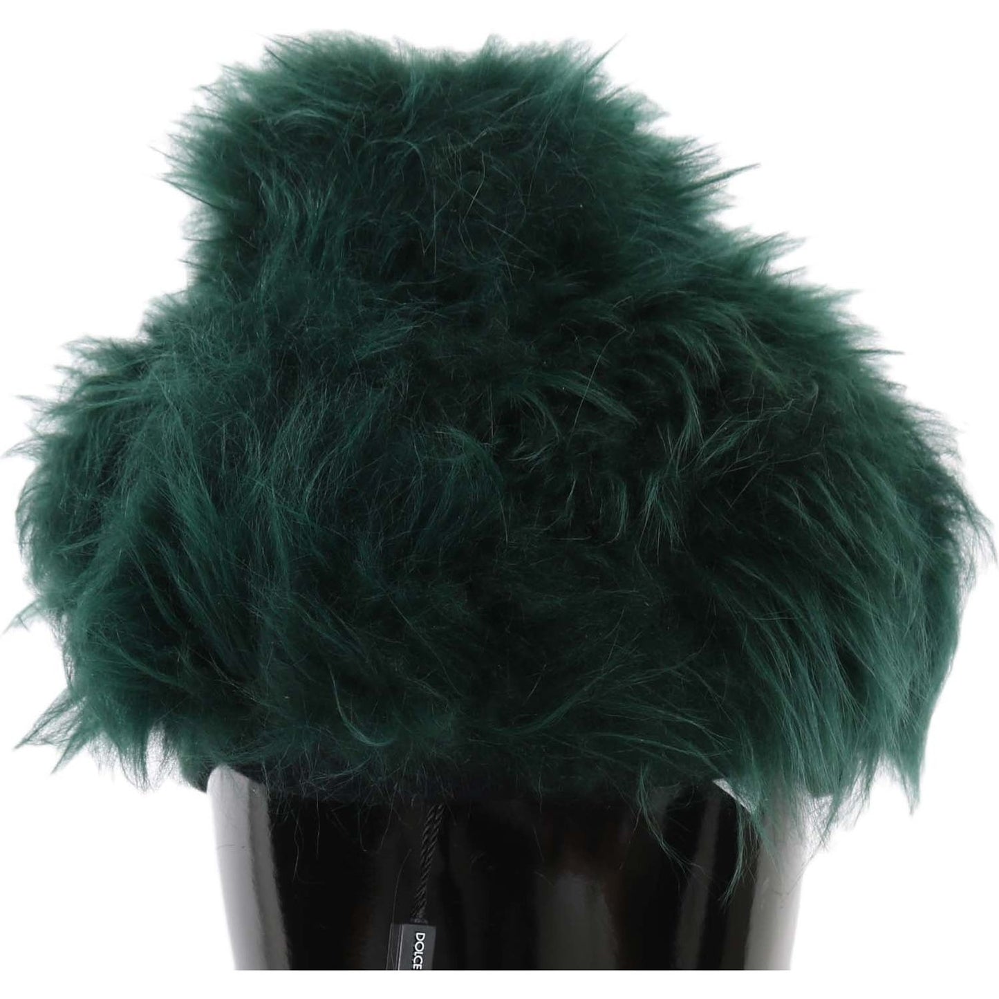 Dolce & Gabbana Green Fur DG Logo Embroidered Cloche Hat Hat