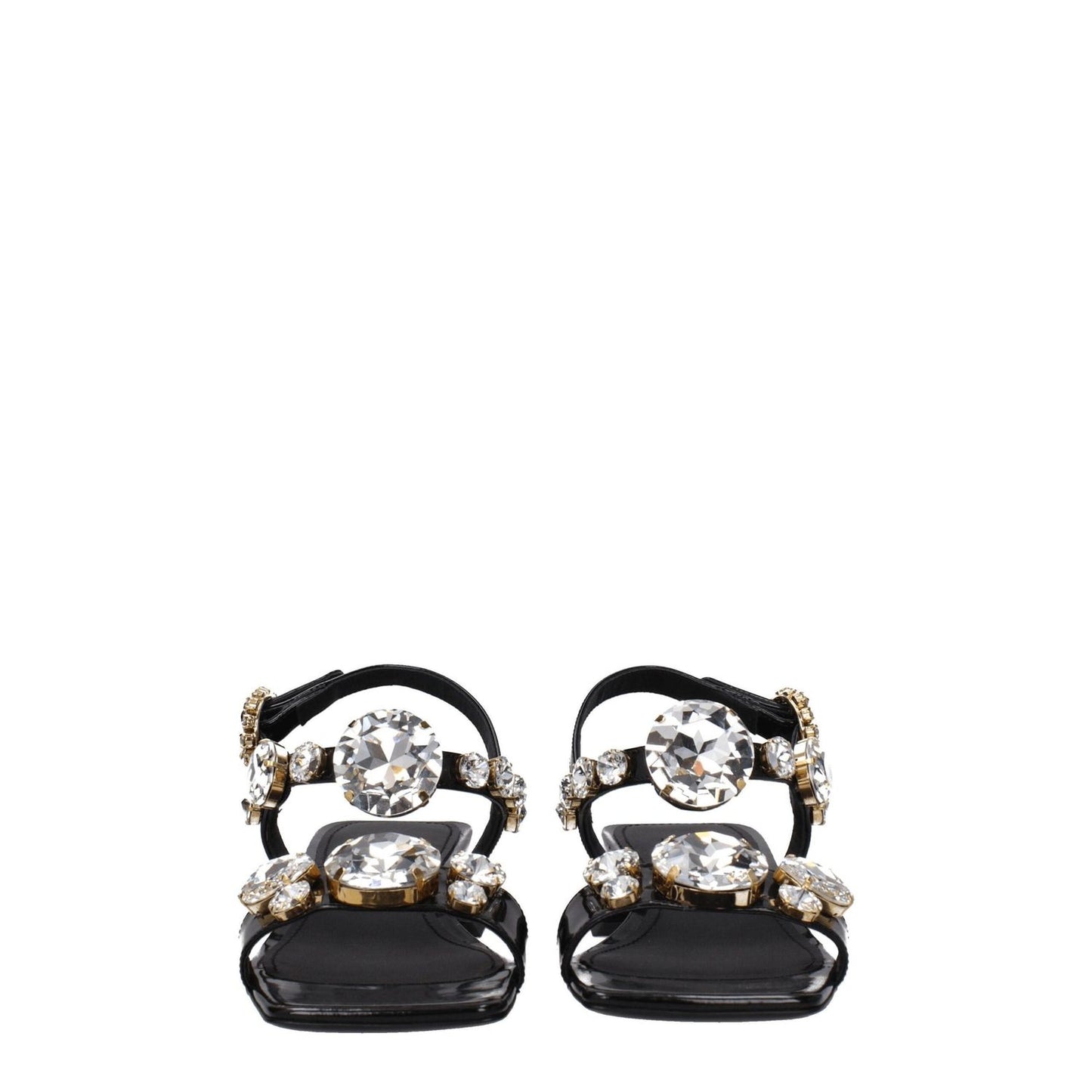 Dolce & Gabbana Black Leather Flat Sandals DO-8547464773897-EU36/US6