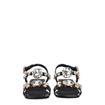 Dolce & Gabbana Black Leather Flat Sandals DO-8547464773897-EU36/US6