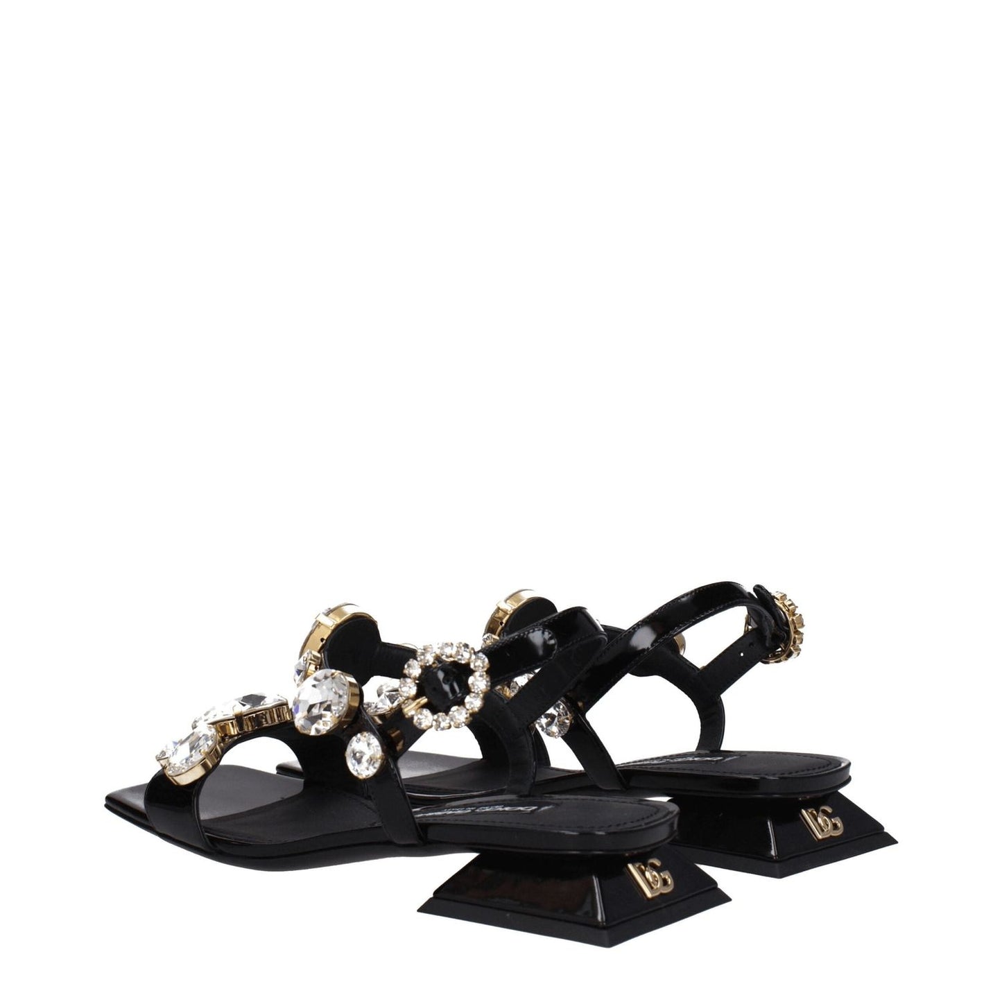 Dolce & Gabbana Black Leather Flat Sandals DO-8547464773897-EU36/US6