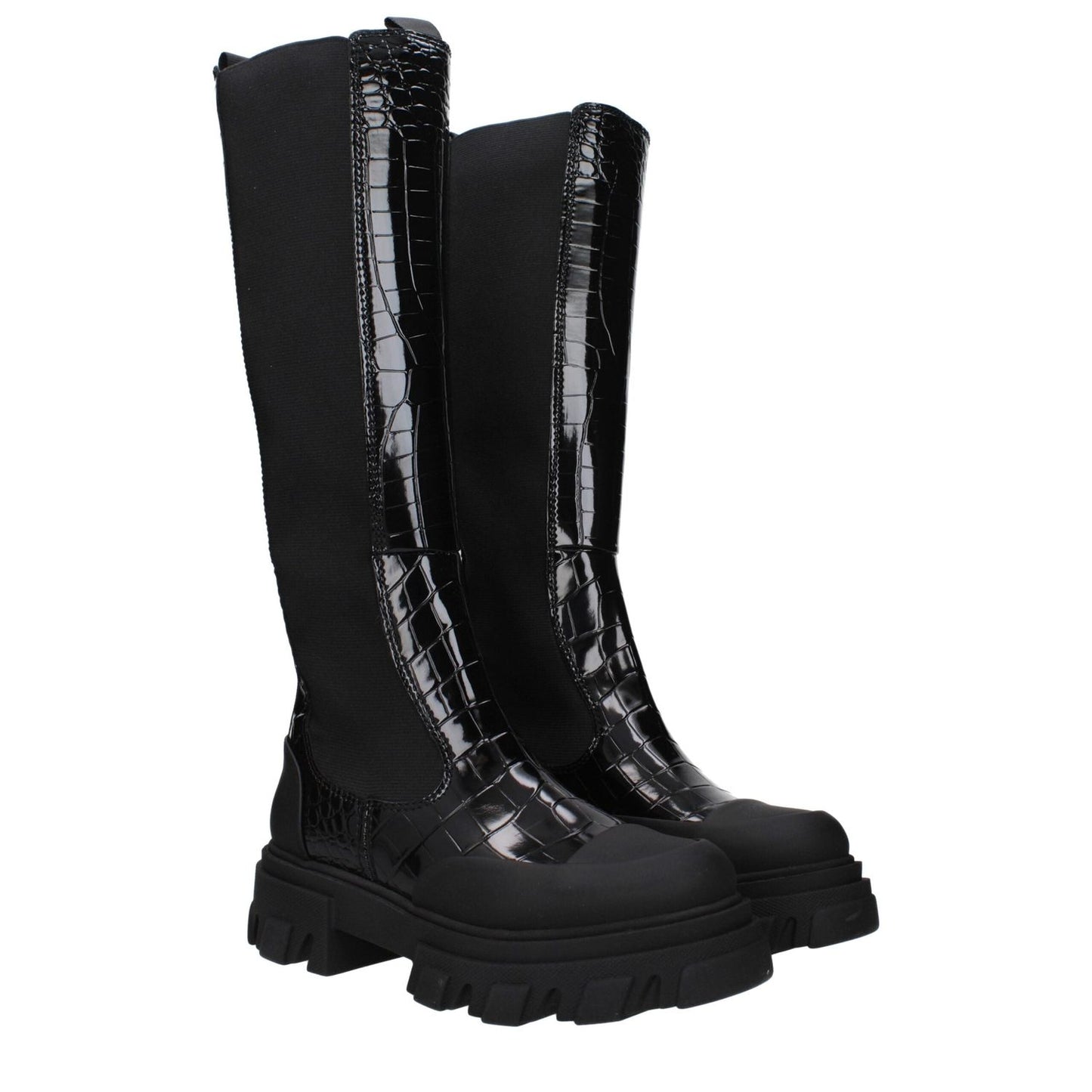 Ganni Black Leather Over The Knee GA-10031459369225-EU38/US8