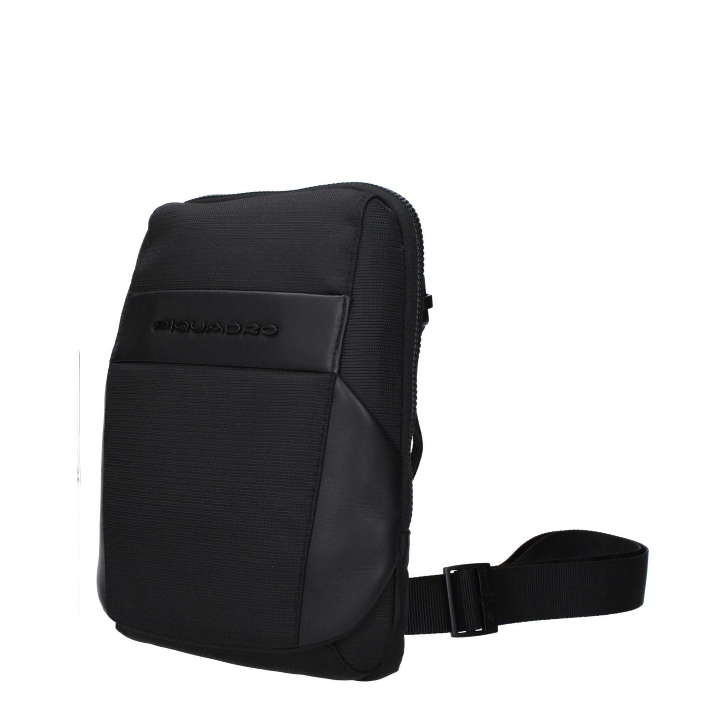 Piquadro Black Fabric Crossbody Bag with front logo and adjustable shoulder strap, MPN CA5747S117N, code F83514.