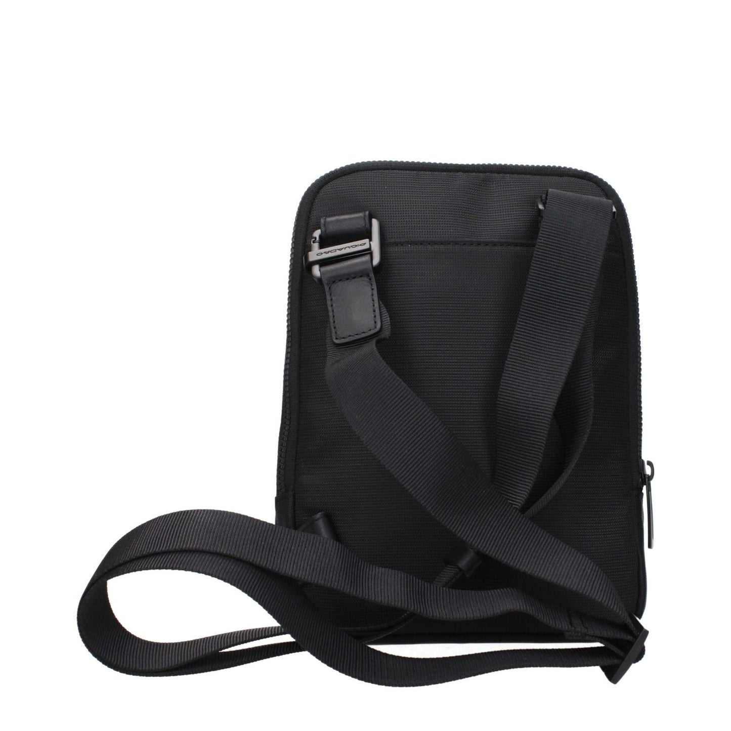 Piquadro Black Fabric Crossbody Bag with adjustable shoulder strap and front logo, MPN CA5747S117N, code F83514