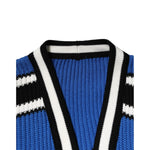 Dolce & Gabbana Blue Cotton Logo Patch Ribbed Knit Cardigan Sweater TSH90589-L