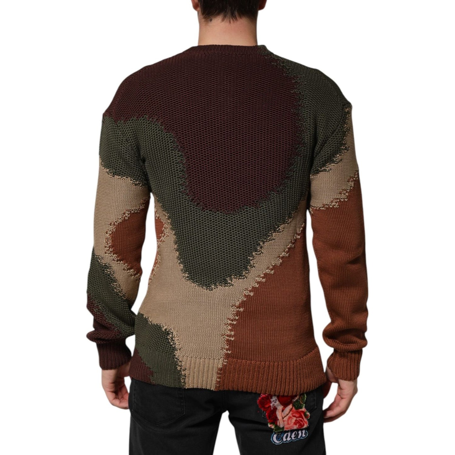 Dolce & Gabbana Multicolor Cotton Abstract Men Pullover Sweater TSH90787-S