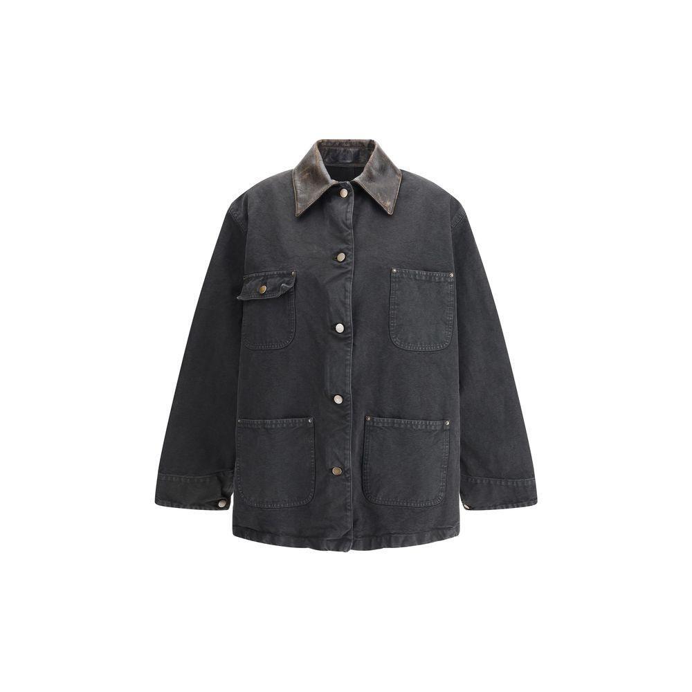 Prada Denim Jacket with leather collar PR-29L181SOOO157NF0002-IT36 | XS