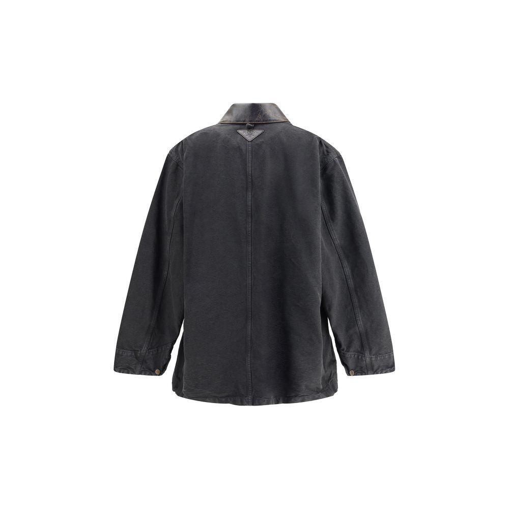 Prada Denim Jacket with leather collar PR-29L181SOOO157NF0002-IT36 | XS