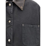Prada Denim Jacket with leather collar PR-29L181SOOO157NF0002-IT36 | XS
