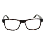 Tortoise shell rectangle full-rim glasses frame with plastic lenses.