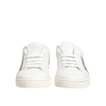 Dolce & Gabbana White Gray Leather Low Top Sneakers Shoes LA12796-37.5
