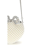 Self-Portrait Pearl Heart Clutch Bag SEAW25307CCREAMBB