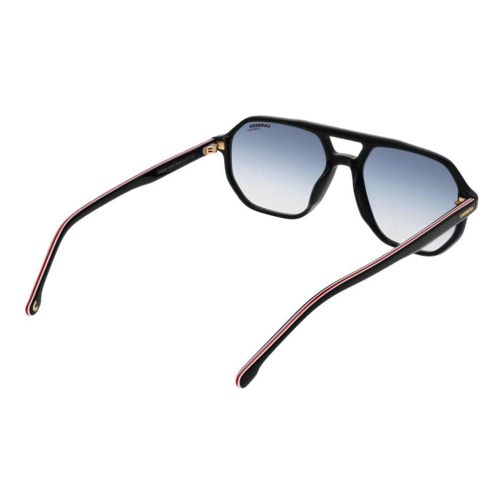 Carrera Black Acetate Sunglasses with blue gradient lenses, full-rim aviator style for men, offering 100% UVA & UVB protection.