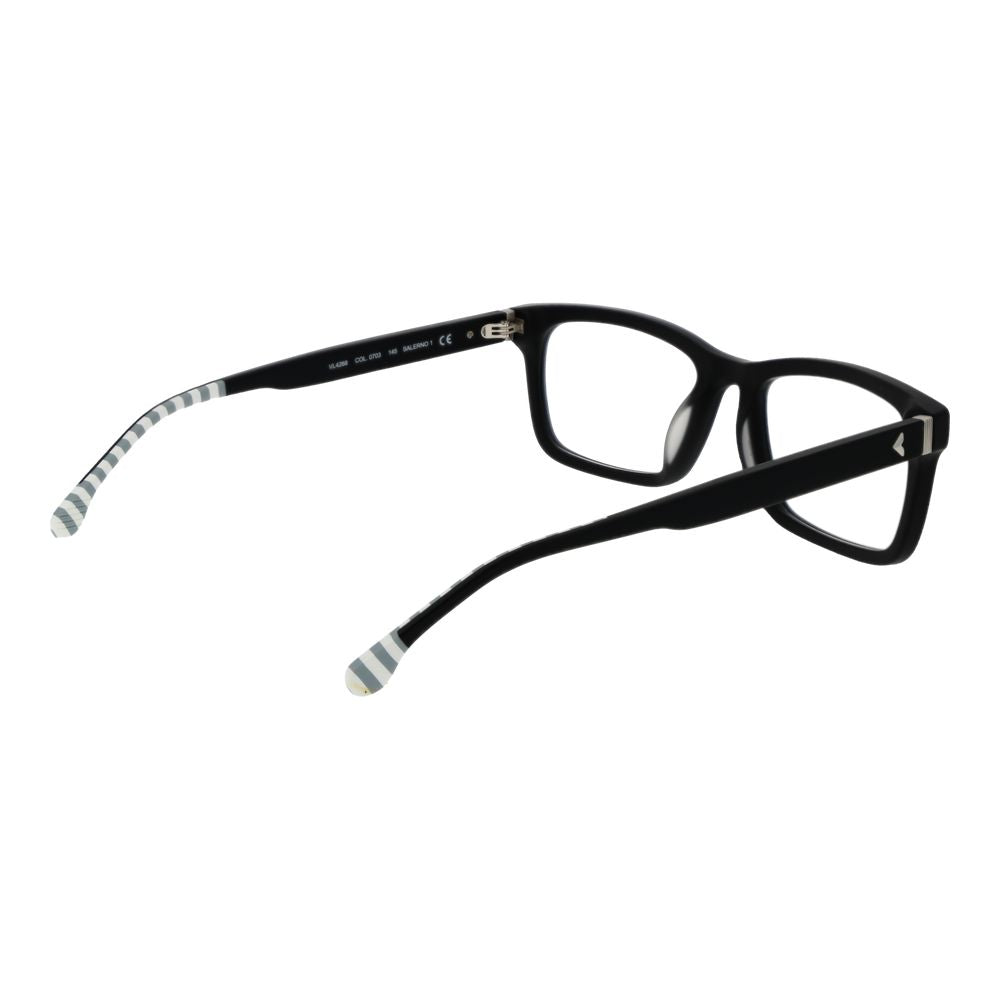 Lozza Black Acetate & Plastic Glasses (Frames) for men with full-rim rectangle style in black. Includes branded case, non-spring hinge.