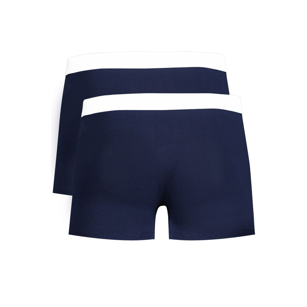 Trussardi Blue Cotton Underwear bi-pack with elastic waist and logo print.