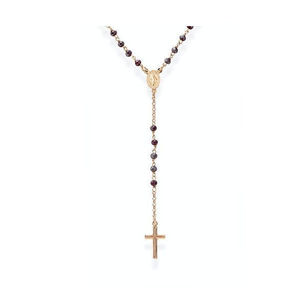AMEN JEWELRY Mod. CRORA4 rosary necklace with beads and cross pendant