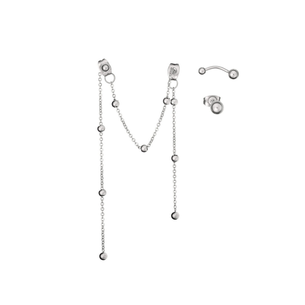 AN JEWELS JEWELRY Mod. AB.EP006 elegant silver chain and stud earrings set