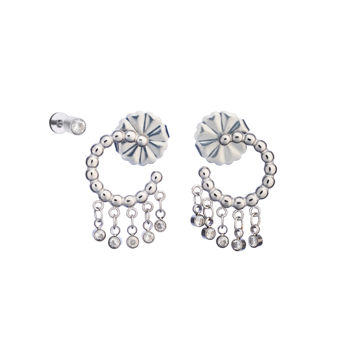 AN JEWELS JEWELRY Mod. AB.EP018 silver earrings with intricate design and dangling elements