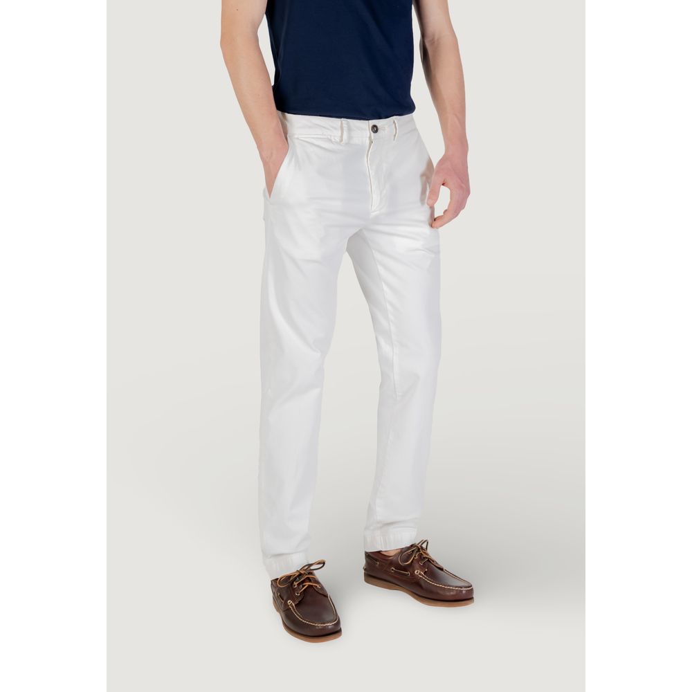 Borghese White Cotton Skinny Pants Borghese