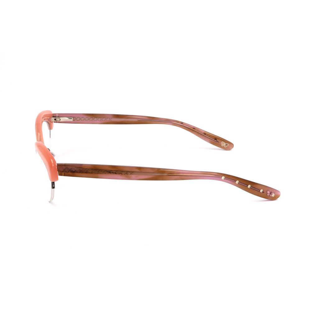 Side view of Bottega Veneta Bicolor Metal Glasses (Frames) in pink and brown semi-matte finish with metal frame.