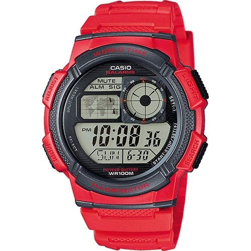 CASIO SPORT Mod. DIVER - WORLD TIME ILLUMINATOR 5 ALARMS. 10 YEARS BATTERY - RED WATCHES
