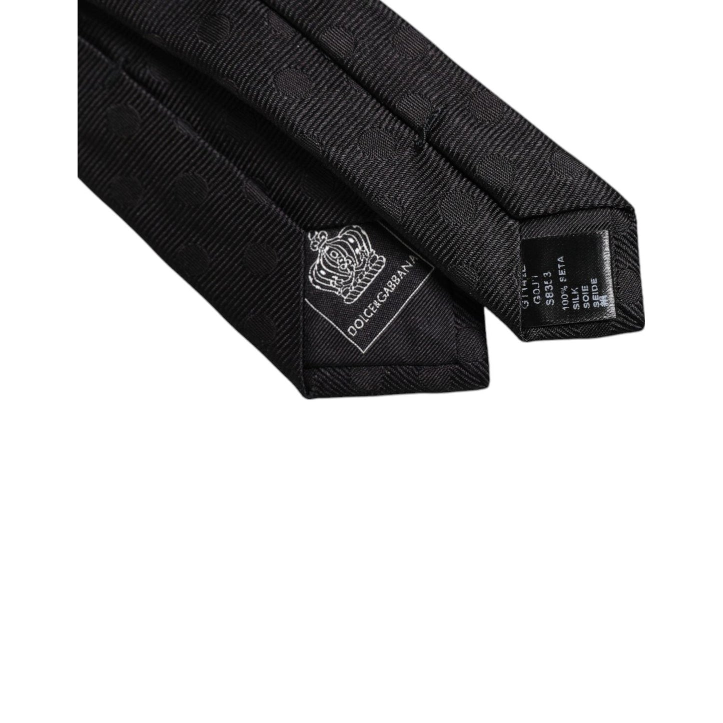 Dolce & Gabbana Black Circles Silk Adjustable Necktie Tie