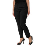 Dolce & Gabbana Black Polyester Tapered Women Trouser Pants, mid waist, zipper closure, made in Italy, exclusive design.