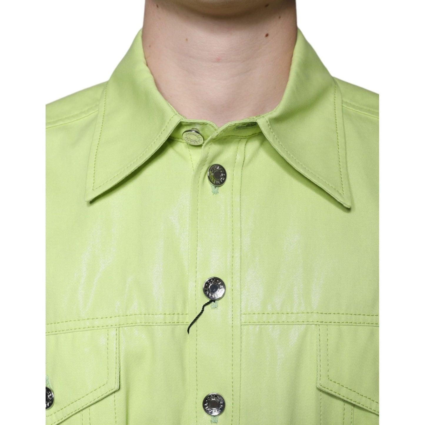 Dolce & Gabbana Green Cotton Collared Men Button Down Shirt TSH86583-40