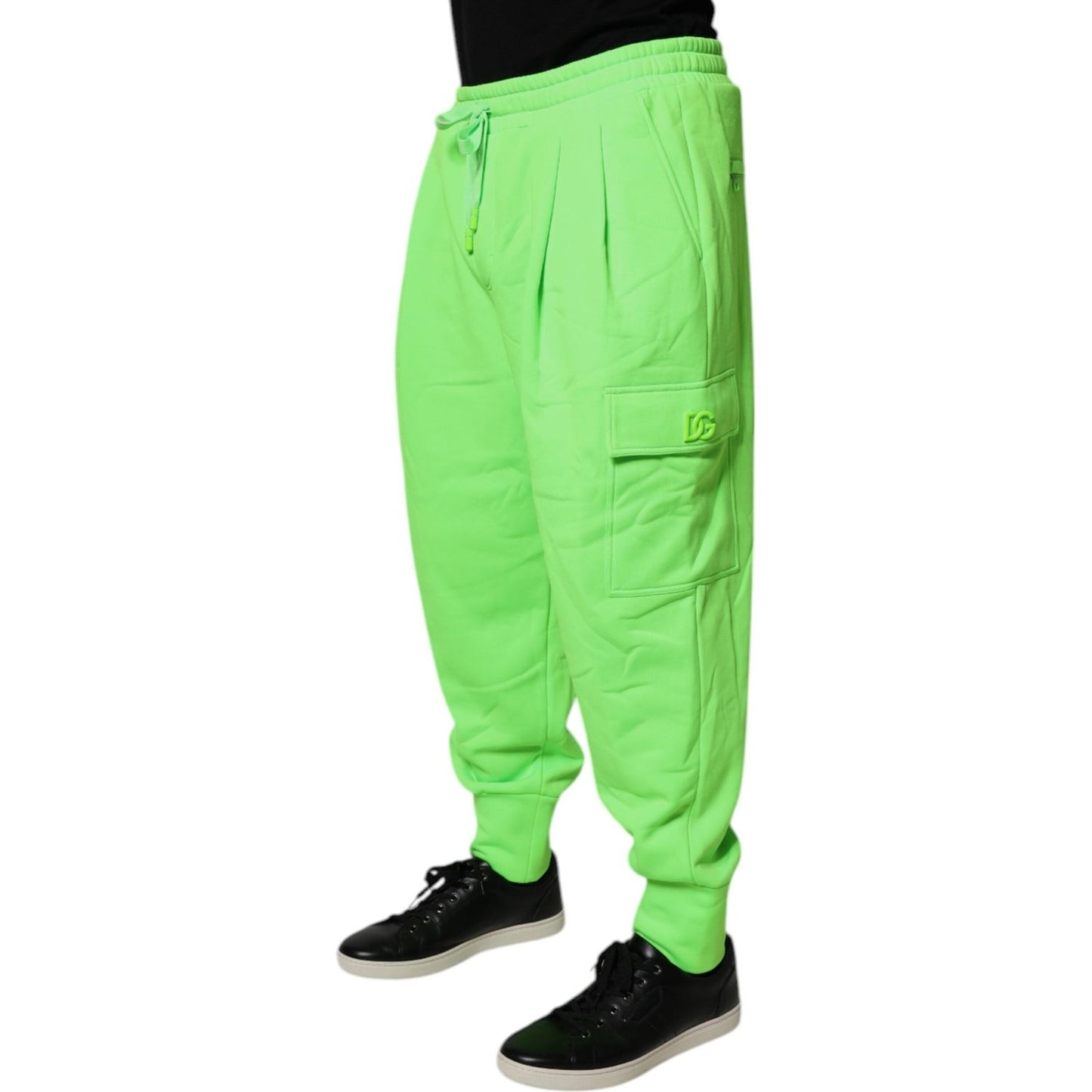 Dolce & Gabbana Neon Green Cargo Jogger Men Sweatpants Pants PAN75201-52