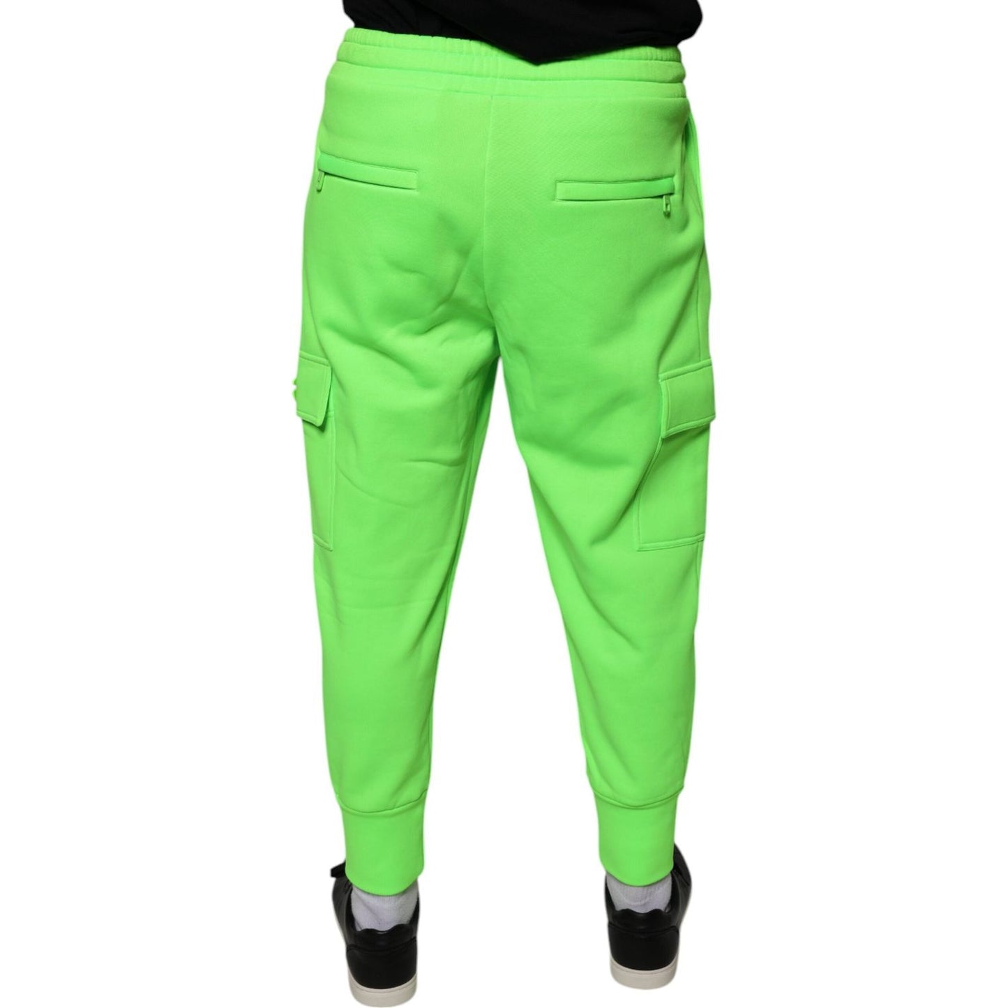 Dolce & Gabbana Neon Green Polyester Cargo Jogger Sweatpants Pants PAN75598-44