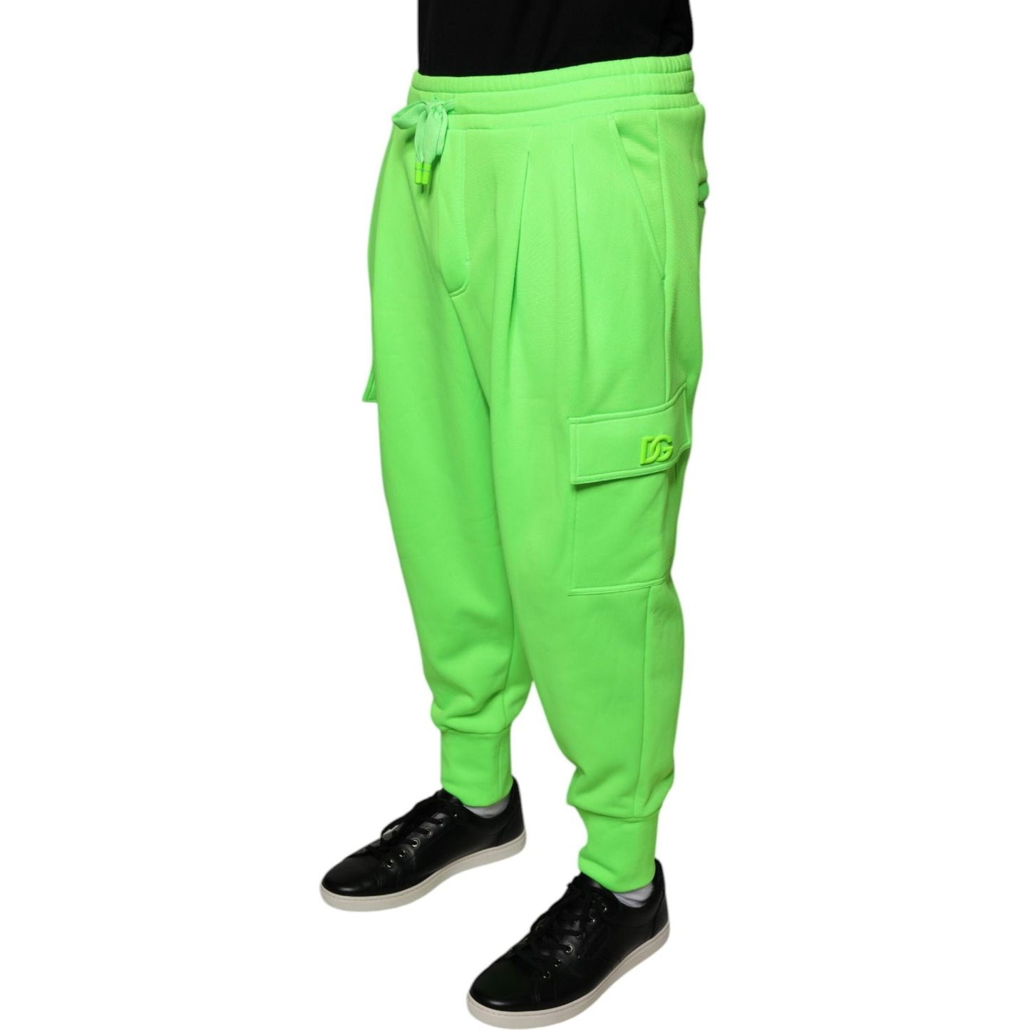 Dolce & Gabbana Neon Green Polyester Cargo Jogger Sweatpants Pants PAN76342-48