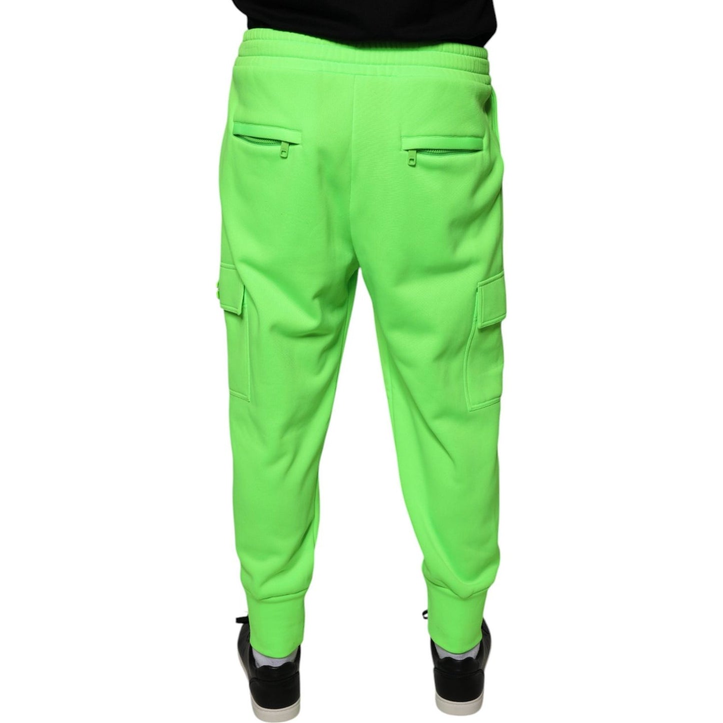 Dolce & Gabbana Neon Green Polyester Cargo Jogger Sweatpants Pants PAN76342-48
