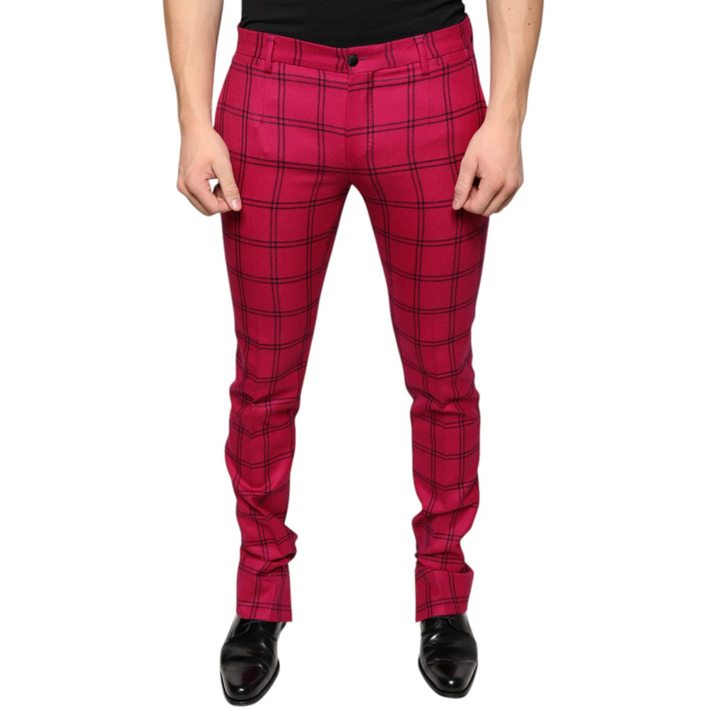 Dolce & Gabbana Pink Checkered Wool Skinny Pants PAN75295-48