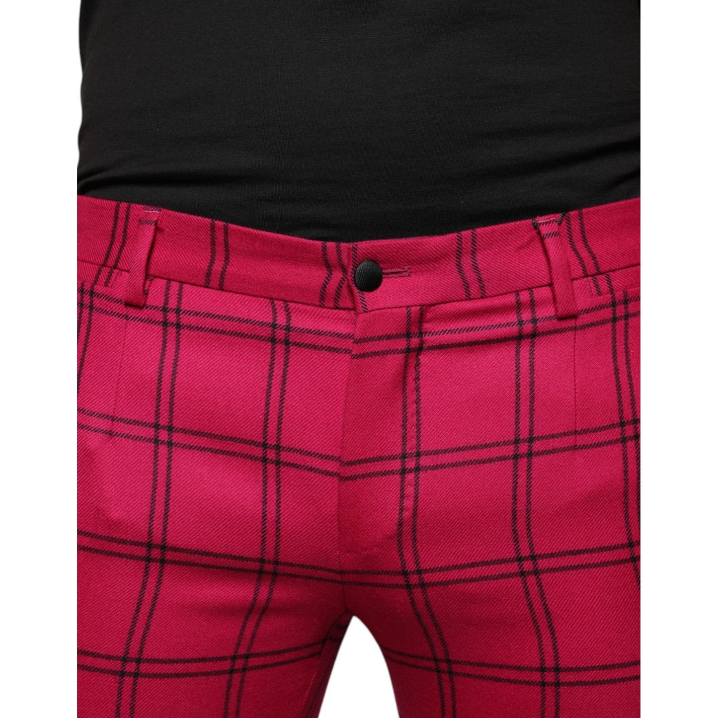 Dolce & Gabbana Pink Checkered Wool Skinny Pants PAN75295-48